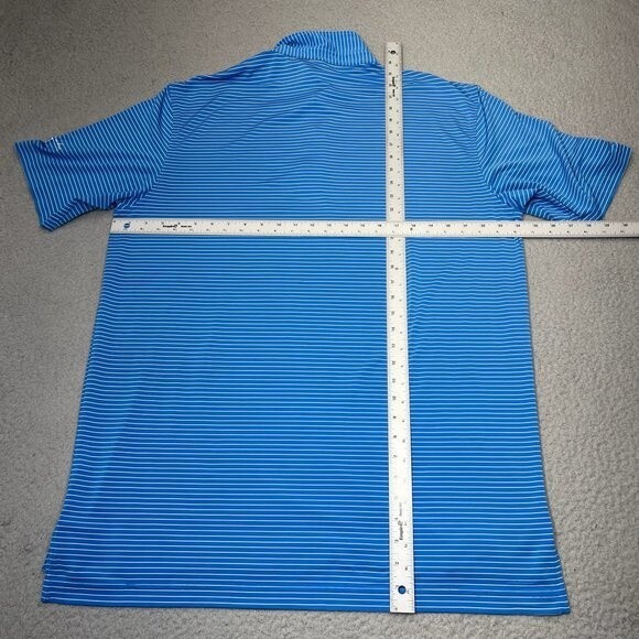 Peter Millar Polo Shirt Mens Blue White Stripe Summer Comfort Golf Golfer Casual - Picture 12 of 15